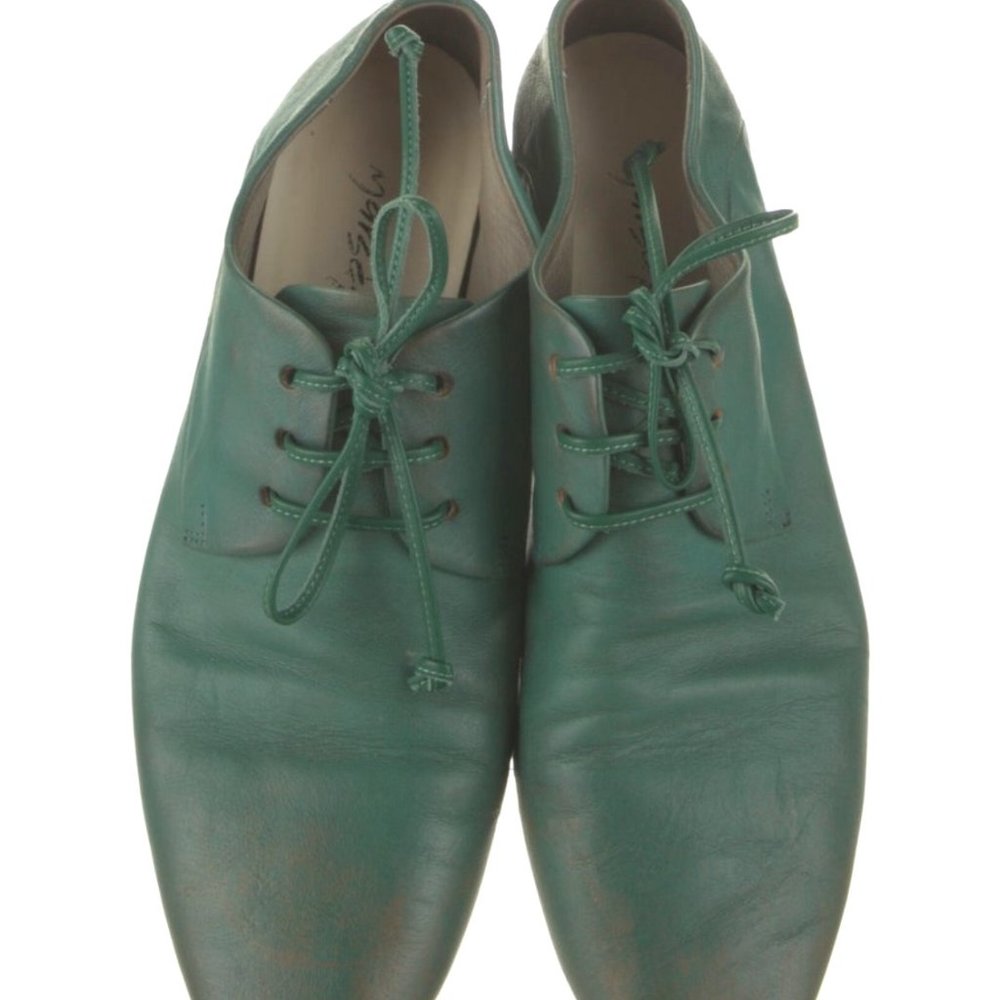 Marsèll Green Leather Oxford Shoes Size 8 (IT38)